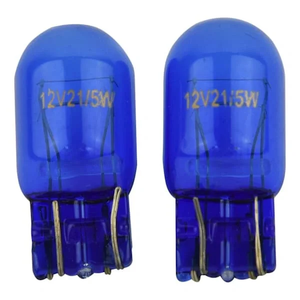 2 X W21 5w T20 580 Dobbel Filament Posisjonslys 7443 Super Hvite Pærer 6000k blå