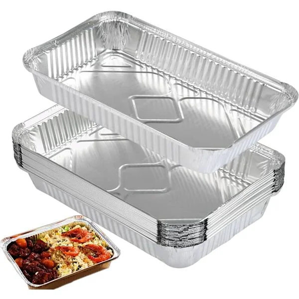 25 stk aluminiumsformer Grilltilbehør til matlaging, grilling, baking, frysing og oppbevaring Store aluminiumsfolie matbeholdere 31cm x 21cm x 5cm