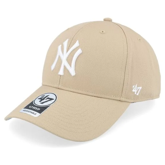 47 Brand - MLB Beige adjustable Caps - New York Yankees Raised Basic Mvp Khaki/White Adjustable @ Hatstore