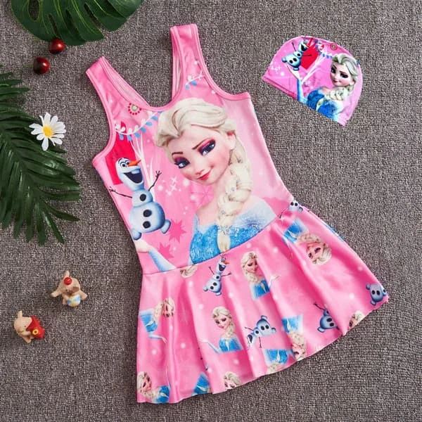 Lasten uimapuku tyttö jumpsuit opiskelija uimapuku sarjakuva pinkki prinssi