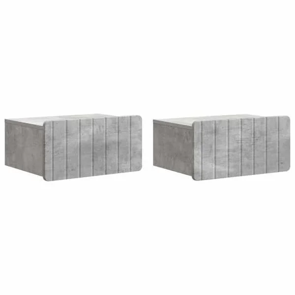vidaXL Väggmonterad sängbord 2 st Grå betong 49 x 34,5 x 24 cm 898282