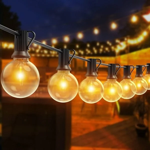 Utomhus ljusslinga, 30M LED-ljusslinga med 50+2 splittringsfria glödlampor, IP44 vattentät LED-ljusslinga för terrass, trädgård, bröllop, fest