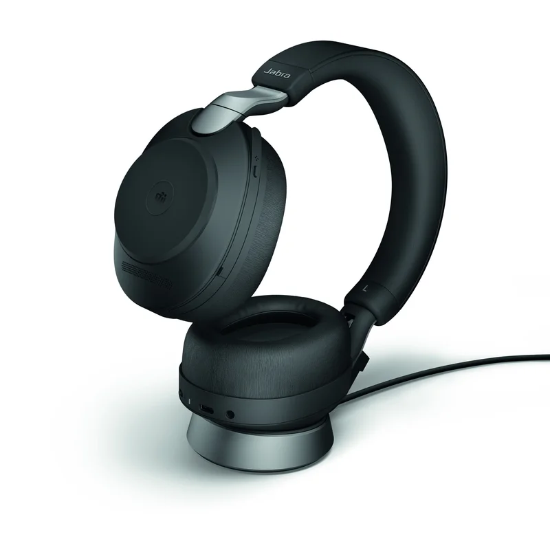 Jabra Evolve2 85 MS Stereo USB-C, musta, latausasemalla