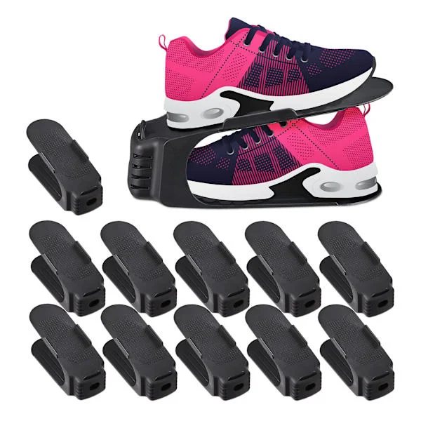 12 Thickened Detachable and Adjustable Shoe Racks Shoe Stackers Black
