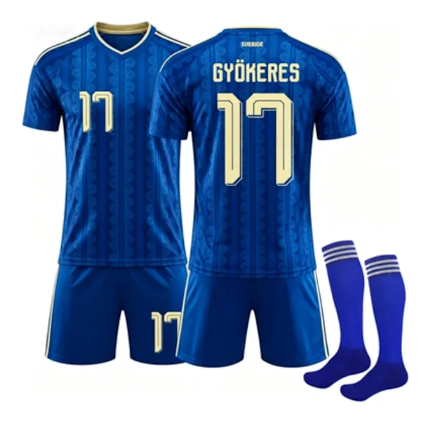 2026 World Cup Sweden Away Kit Kids Adult Football Jersey No.17 Gyökeres
