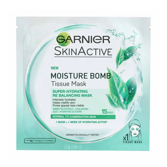 Garnier Skin Active Moisture Bomb Tissue Mask (Green) Face Care Ansiktsmask & peeling Dam Grön ONESIZE