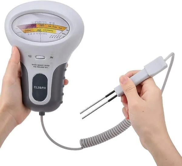 Multifunktionell LCD Digital Tester, PC-102B CL2 - pH Klor Tester för Pool, Spa Vattenkvalitetsanalysator med Sond Digital pH Tester