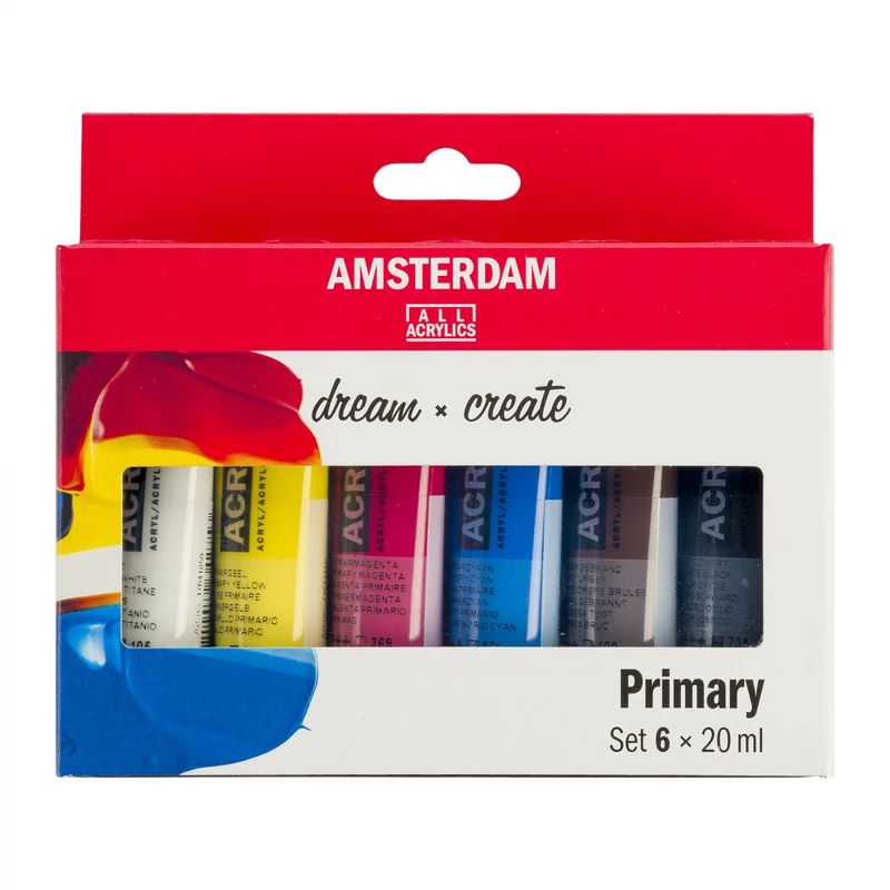 Amsterdam Akryylivärit Primary setti 6 x 20 ml