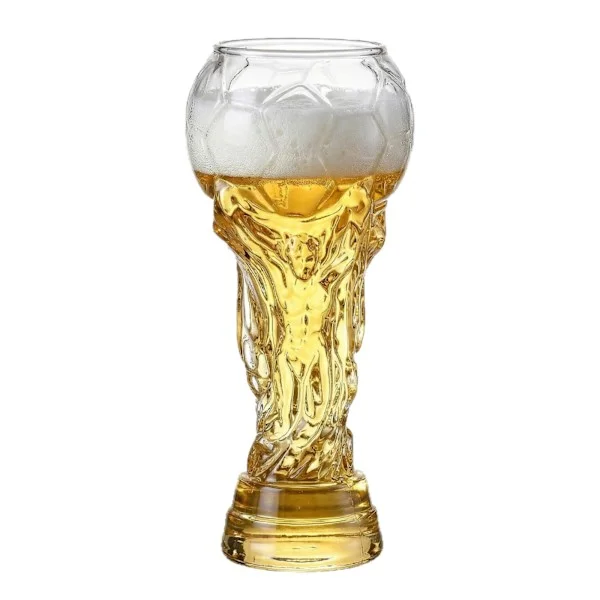 Fotball Ølglass Verdenscup Trofé Design - Høyt Borosilikatglass, Stort Ølkrus, Kreativt Ølglass for Bar og Hjem