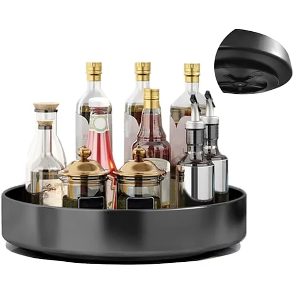 Large Rotating Metal Spice Rack, Cabinet Storage Shelf, Kitchen Lazy Susan, Rotating Turntable, Countertop Vertical Storage Shelf, Single Layer
