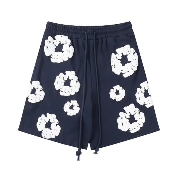 Denim Tears Herre Dame Street Style Hip Hop Casual Shorts mørkeblå deep blue