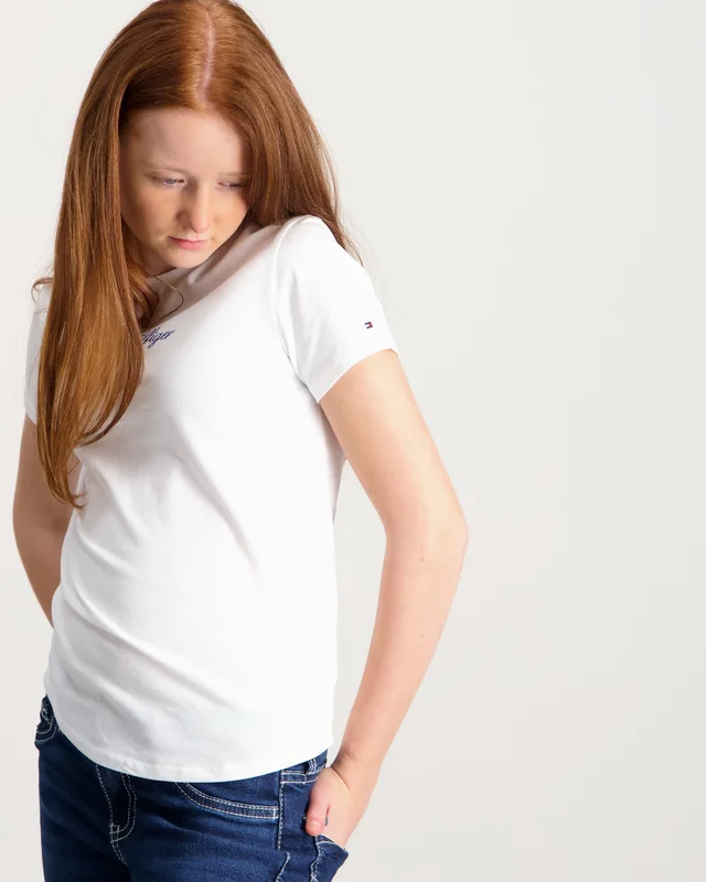 Tommy Hilfiger TOMMY SCRIPT TEE SS Vit T-shirts Tjej - Kids Brand Store