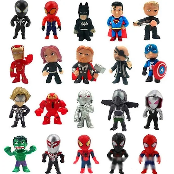 20 stk./sæt Marvel Avengers Superhelte Figur Legetøj Model Mini Figurer Sæt Kage Topper Dekoration Fest Favorit Forbrugsvarer