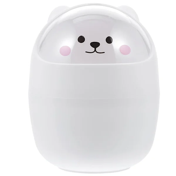 Mini Desktop Trash Can Cute Mini Trash Can with Lid Countertop White