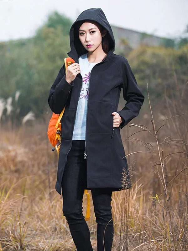 AliExpress - Lange Softshell-Jacke für Damen, zum Wandern, winddichte Jacken, Softshell-Windjacke, Skifahren, Trekking, dicker Fleece-warmer Mantel