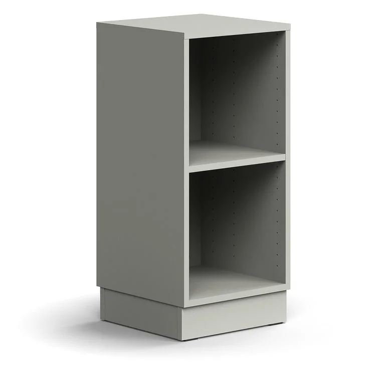 Bookcase QBUS, 1 shelf, base frame, 868x400x400 mm, light grey