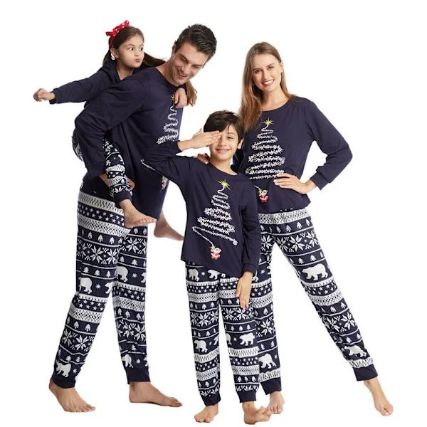 Christmas Pajamas for Family - Matching Outfit - Xmas Sleepwear - Kids - Navy Kid-Navy 8T
