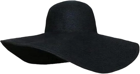 Women's Floppy Wide Brim Sun Straw Hat UPF 50 Summer Hat Foldable Roll Up Floppy Beach Hat Sun Hat Straw Hat Black