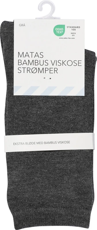 3 for 99,-, Matas Striber Bambus Viskose Strømpe Grå 37-41, Tøj & Bolig, Strømper, Footies