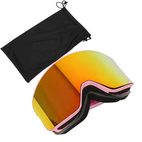 Ski Vindtætte Briller Vinter Sport Dobbelt Lag Anti-Dug Briller til Ski SnowPink Ramme - Røde Glas