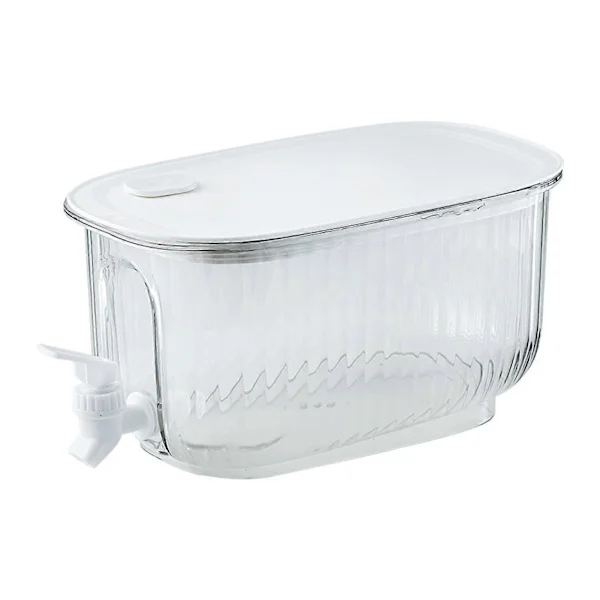 4L Klar Synlig Kall Vattenkokare med Kran Stor Kapacitet Livsmedelsgodkänd Lemonad Juice Dryck Dispenser för Kylskåp KAESI Vit