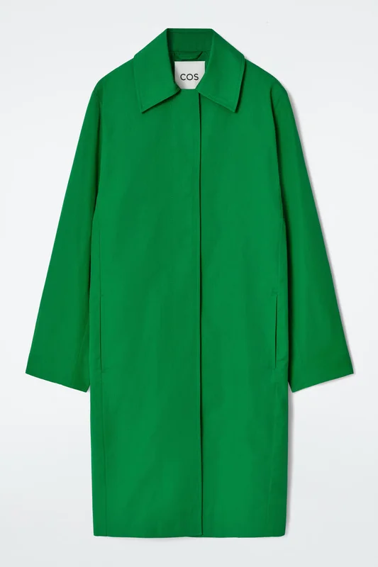 COS Women's Cotton Car Coat in Green