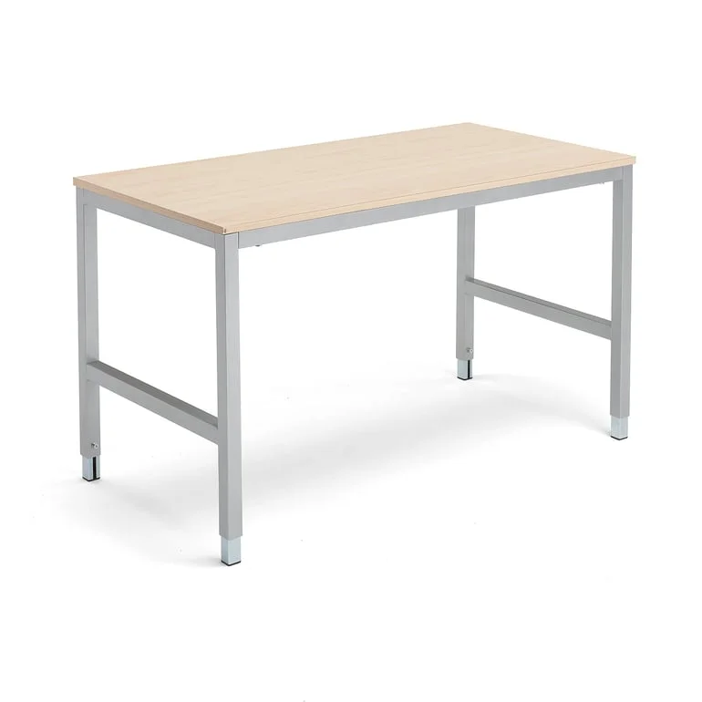 Work table OPTION, 1400x700x720-900 mm, birch, silver