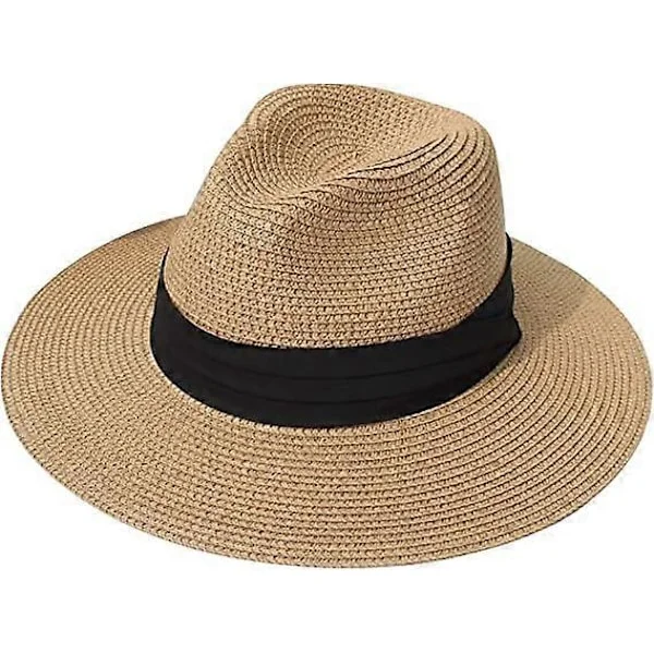 Dam Herr Stråhatt Panama Hatt Sommar Bredbrättad Solhatt Anti-UV för Strandresor Solhatt