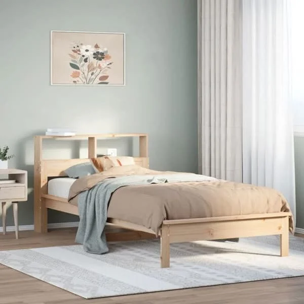 vidaXL Sängbibliotek utan madrass 90x200 cm massiv furu, säng, sovrumsmöbel, säng med förvaring, säng 855720