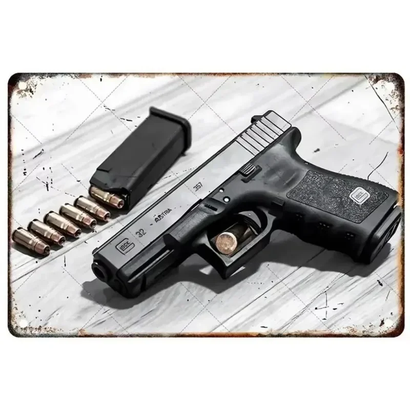 AliExpress - Pistolen-Metallschilder, auslaufendes militärisches Flair, ideal als Wanddekoration in der Männerhöhle, Zuhause, Café, Garten, Club und 