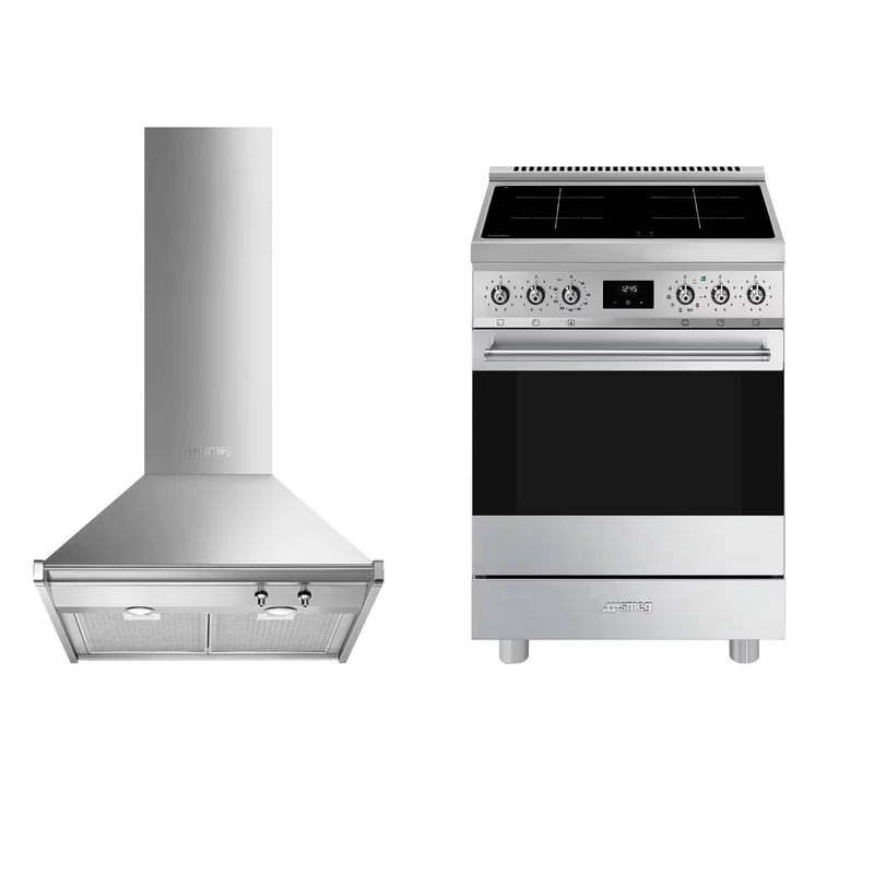 Smeg Classic induktionsspis + köksfläkt 60 cm, rostfritt stål | Vitvaror > Induktionshällar > Induktionsspis | Bagaren och Kocken