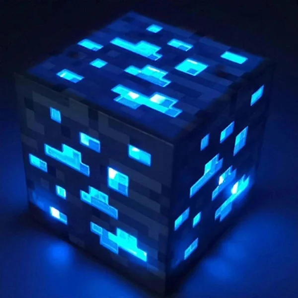 Minecraft Spel Perifer Gruvarbetare Uppladdningsbar Lampa Nattlampa Ficklampa Leksak Blå Blå