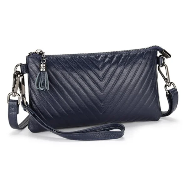Women's Genuine Leather Clutch Bag, Compact Crossbody Bag Blue Blue