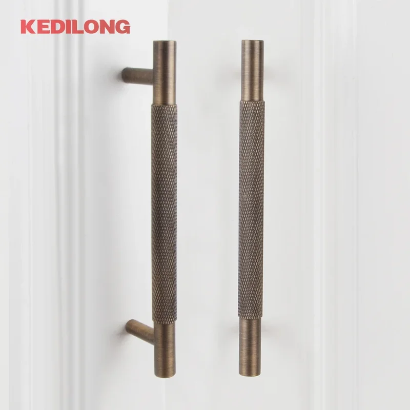 AliExpress - KEDLO massives Messing, europäischer Retro-Rändelgriff, Küchenschrank, antikes Messing, T-Griff, Schublade, Kupfer, langer Griff