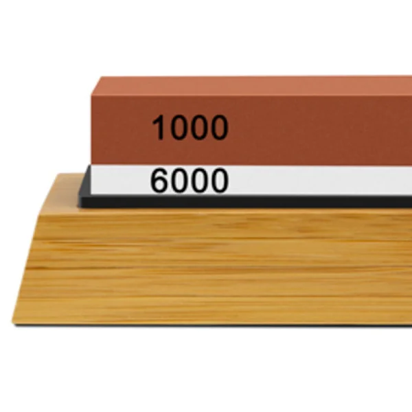 2-i-1 Slibesten – 1000/6000 Grit til Slibning og Polering – Skridsikker Bambusbase – Velegnet til Alle Typer Knive