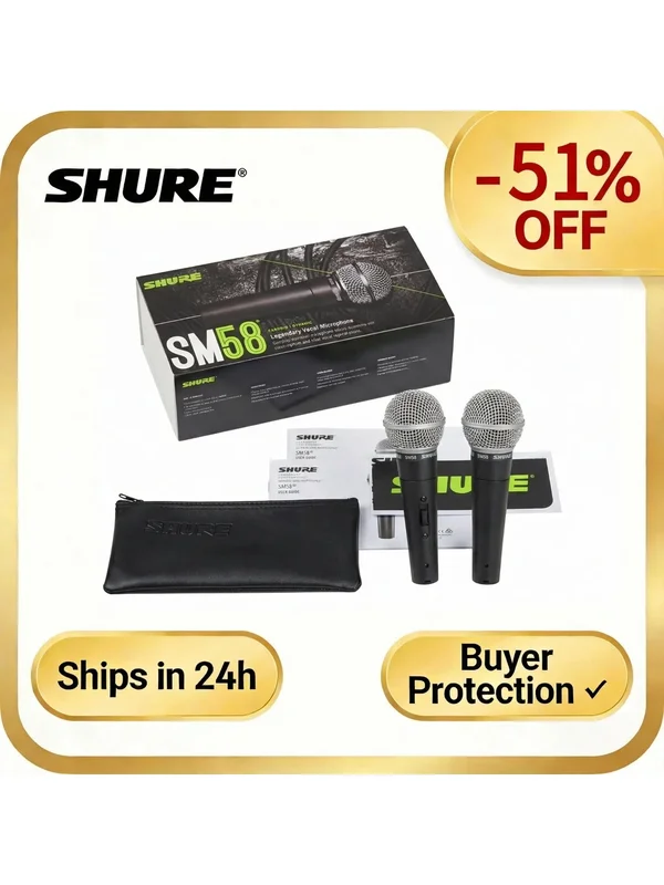 AliExpress - Microphones dynamiques professionnels Shure SM58S, micro filaire en forme de cœur pour chant, karaoké, enregistrement musical, métal, 