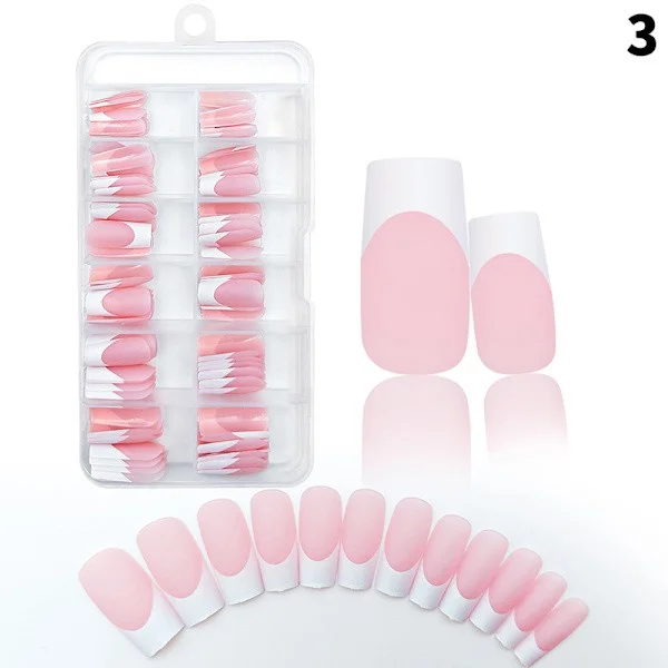 120 st/låda Nude Rosa Matta Franska Lösnaglar 12 storlekar Extra BFSZF MS