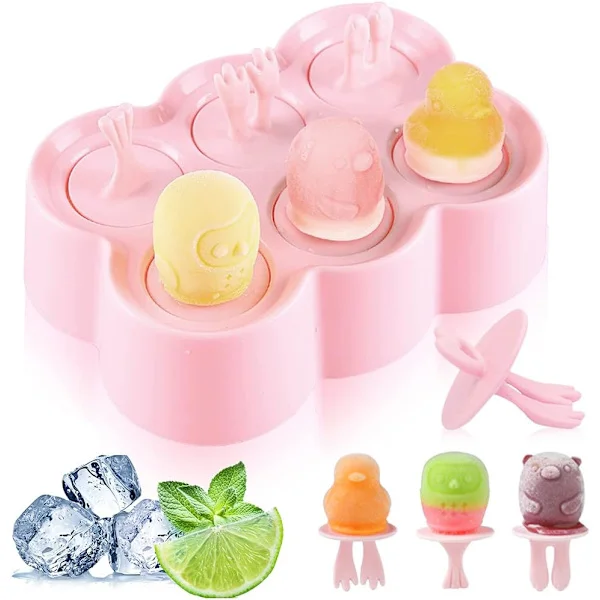 Isforme til børn - 6 små isforme - Silikone isforme - genanvendelige ispindeforme - lav din egen is - mini isforme