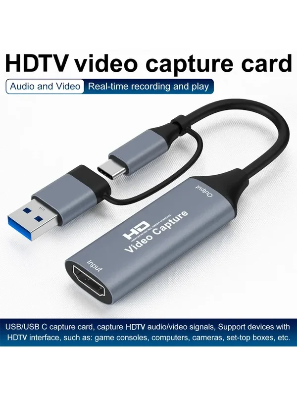 AliExpress - USB 3.0 Video Capture Card 4K HDTV zu USB/Typ-C Game Grabber Record Video Audio Recording für Switch Xbox PS4/5 Live Broadcast