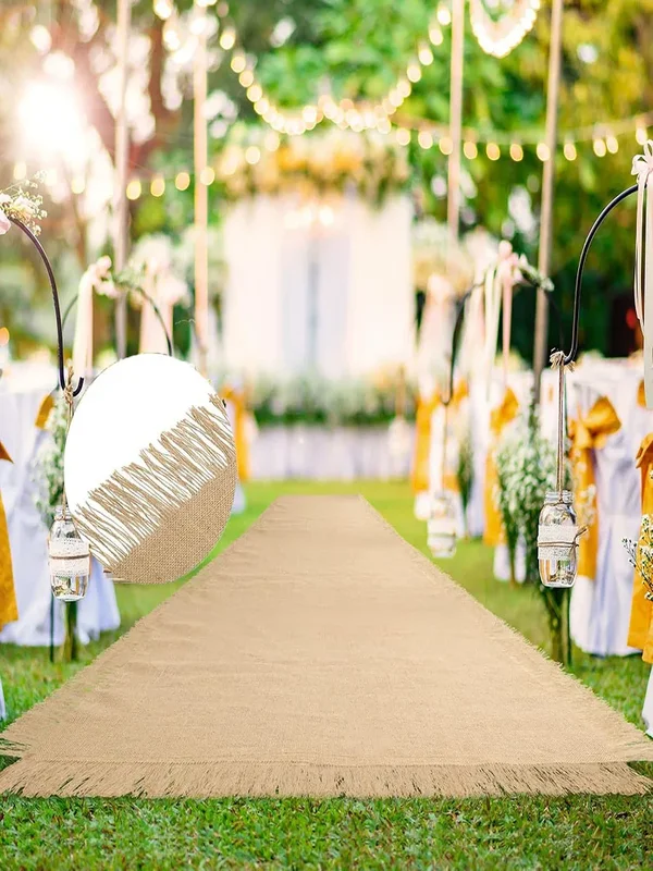 AliExpress - Chemin d'allée de mariage en toile de Jute naturelle, chemin d'allée d'extérieur en toile de Jute pour cérémonie de mariage, tapis 