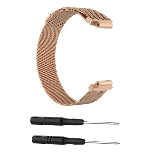 Milanese mesh-armband Small för Garmin-smartklockor, 316L rostfritt stål, kompatibelt med Garmin Forerunner 235, andningsbart och justerbart PinkGold