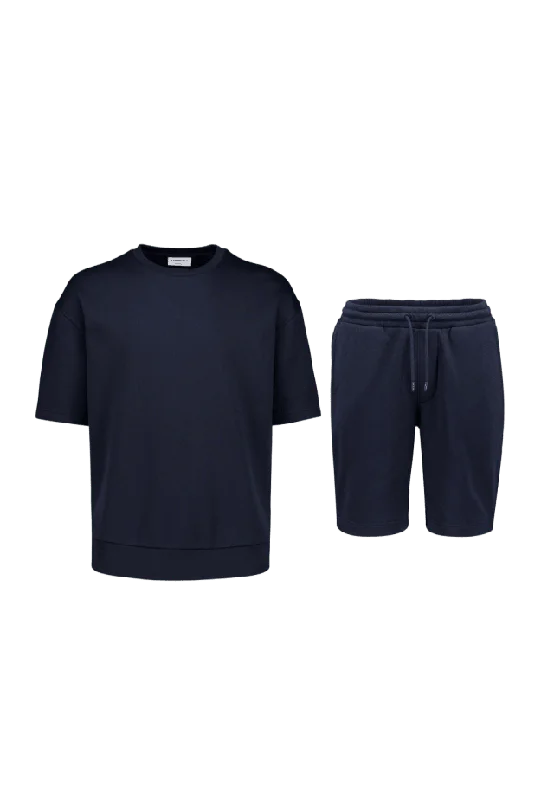 Lindbergh Oversized sweatshirt + shorts Hoodies & sweatshirts Herr Blå XXL