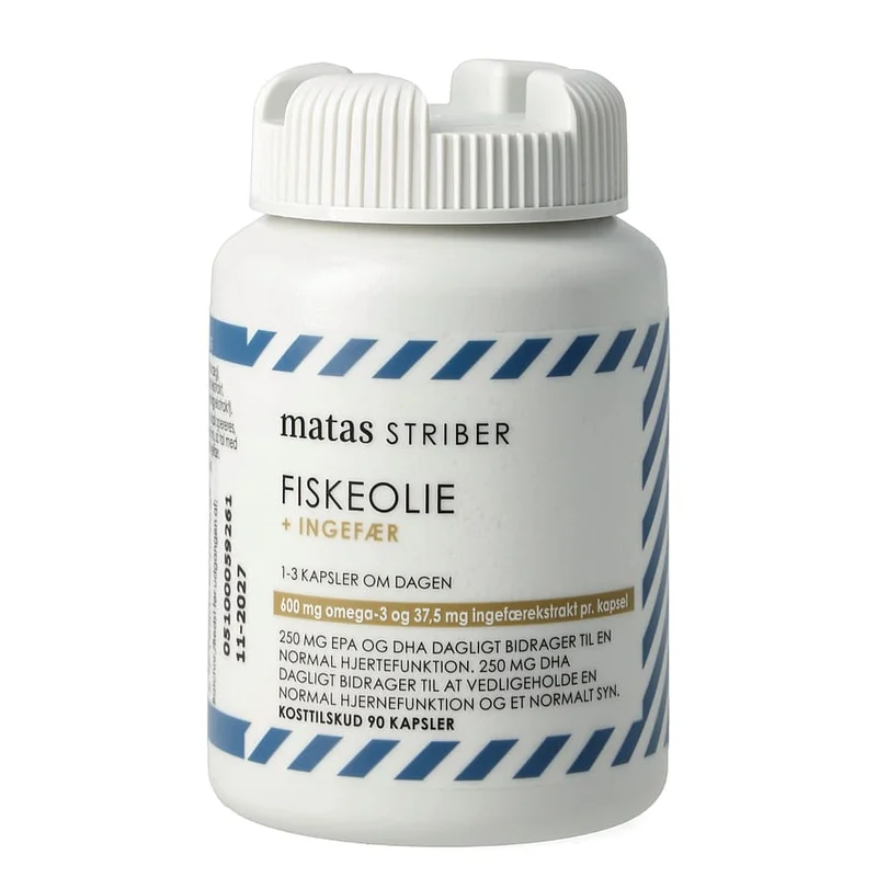 3 for 2 - Matas Striber Fiskeolie m/ingefær 1000 mg 90 kaps., Helse & Madvarer, Ingredienser, Ingefær