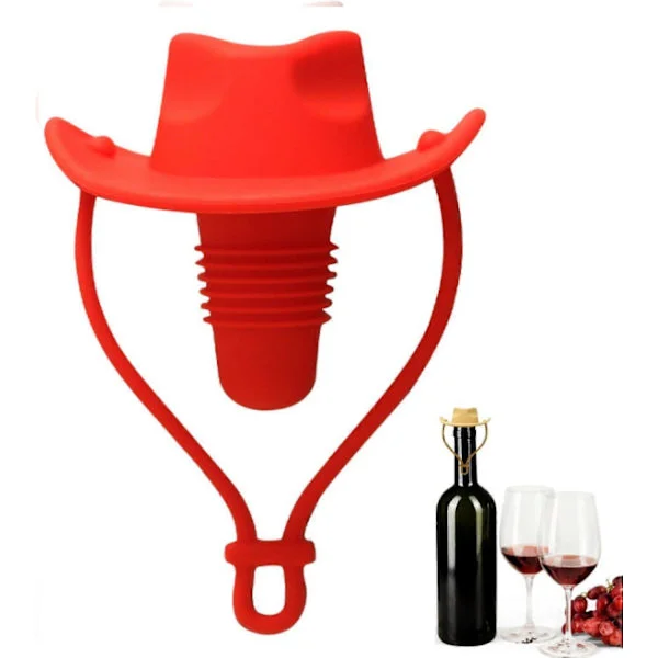 Cowboyhat Vinprop, Silikone Vinprop til Vinflasker, Lækagesikker Cowboyhat Vinflaskepropper Sjove, 2025 Nyhed Champagne Vinflasker