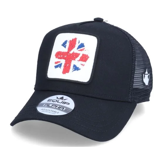 Iconic - Svart trucker Caps - UK Ripped Flag Patch Tea Black Trucker @ Hatstore