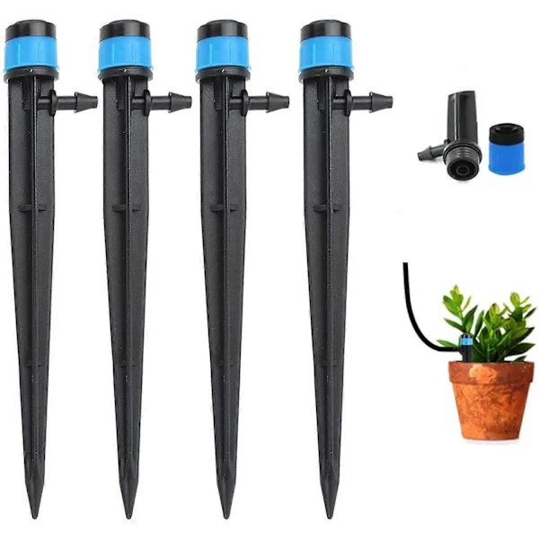 100 stk. Dryppere Drypvanding Drypper, DIY Vandingsanlæg, Drypvanding, Drypvandingssæt til Indendørs og Udendørs Planter - Blå - 360 Justerbar