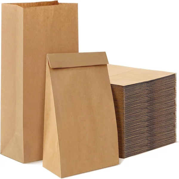 50 små bruna papperspåsar 9x5,5x17cm Kraft presentpåsar för pyssel-FO-