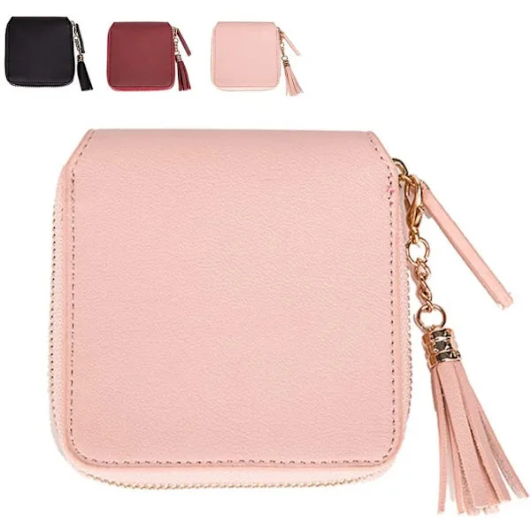 Pink wallet women small leather, 11*10*2.5cm women's wallet small, pink small wallet, leather women's wallet in very nice colors with many 