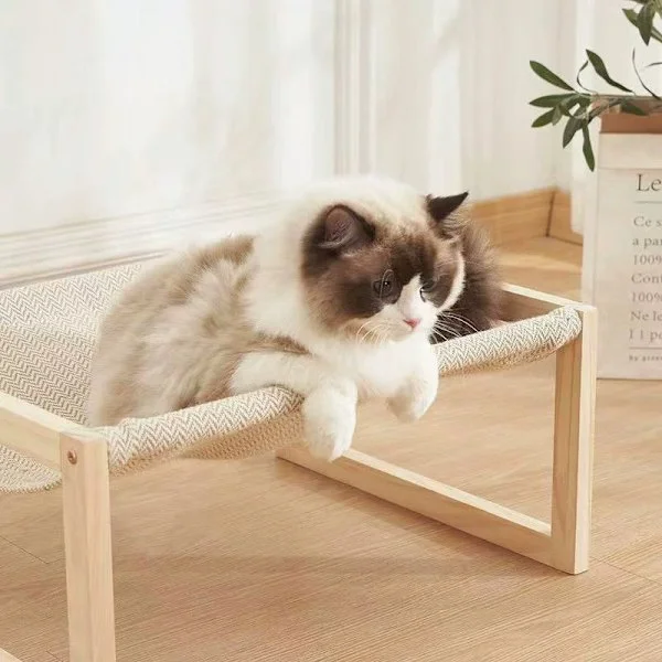 Dog Bed, Breathable Cat Bed, Wooden Cat Hammock 53 X 42 cm Elevated Pet Furniture