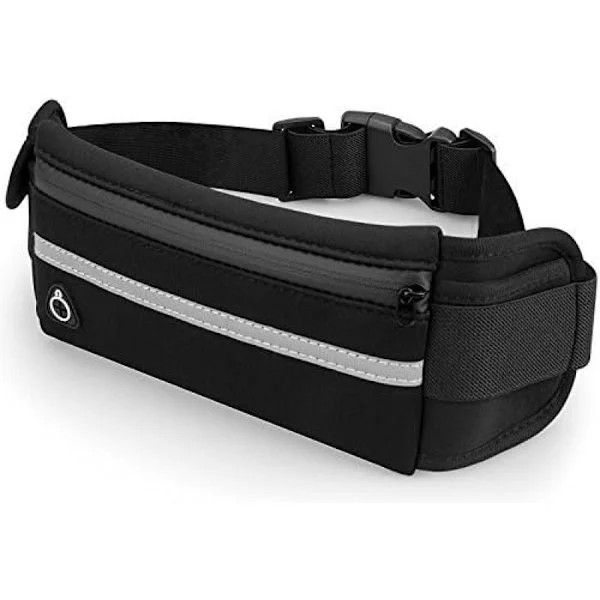 Running Belt, Adjustable, Black, Non-Elastic Waist Bag for Phone, Keys, for Sporty Women and Men